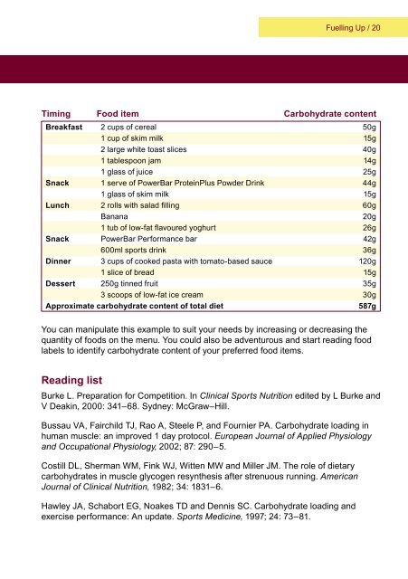 Current Concepts in Sports Nutrition - Australian Sports Commission