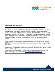 Cambridge Clubs & Groups This fact sheet has - Cambridgeshire ...