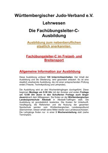 Ausbildung Trainer C - Württembergischer Judo-Verband e.V.