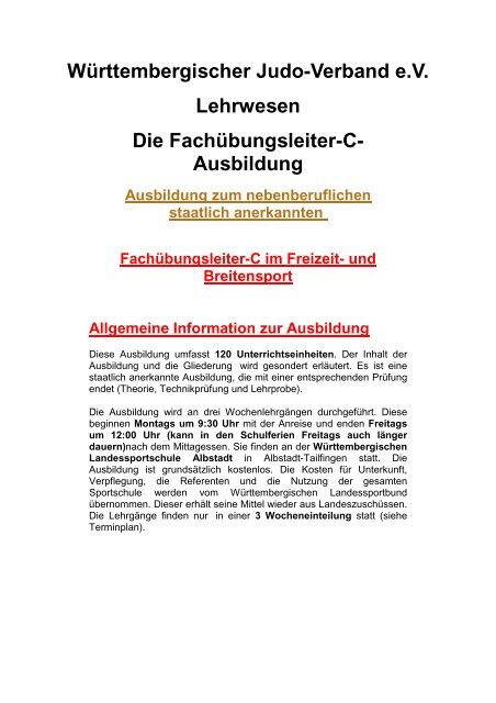 Ausbildung Trainer C - Württembergischer Judo-Verband e.V.