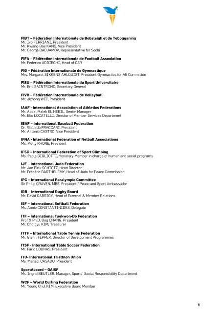 List of participants_Peace and Sport International Forum 2010