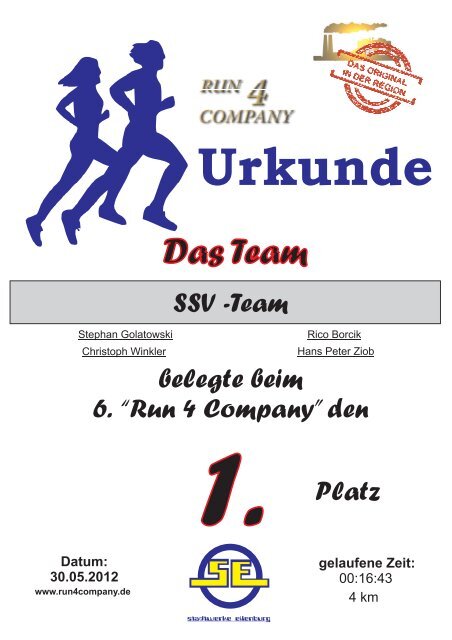 Urkunde - Run4Company