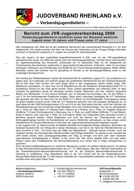 Judoverband Rheinland Protokoll des Jugendverbandstages - beim ...