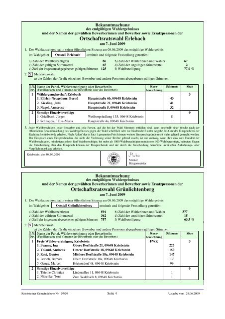 Kriebsteiner Gemeindebote - Gemeinde Kriebstein