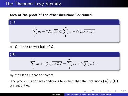 Rearrangement of series. The theorem of Levy-Steiniz. - José Bonet ...