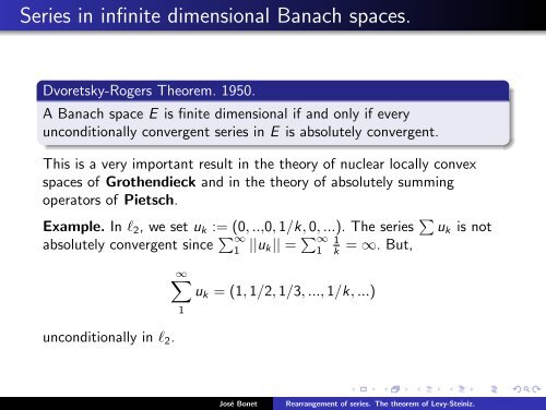 Rearrangement of series. The theorem of Levy-Steiniz. - José Bonet ...