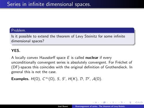 Rearrangement of series. The theorem of Levy-Steiniz. - José Bonet ...