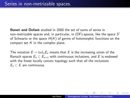 Rearrangement of series. The theorem of Levy-Steiniz. - José Bonet ...