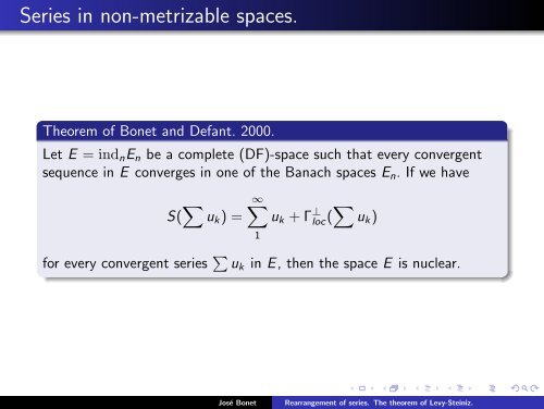 Rearrangement of series. The theorem of Levy-Steiniz. - José Bonet ...