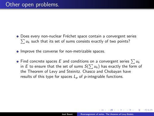 Rearrangement of series. The theorem of Levy-Steiniz. - José Bonet ...