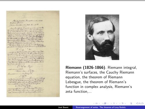 Rearrangement of series. The theorem of Levy-Steiniz. - José Bonet ...