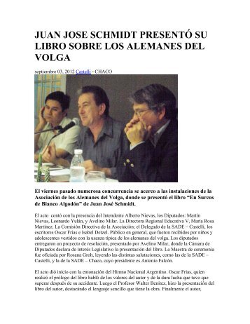 JUAN JOSE SCHMIDT PRESENTÓ SU LIBRO SOBRE LOS ...