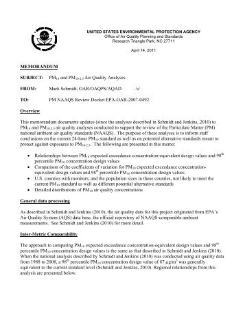 PM10 and PM10-2.5 Air Quality Analyses FROM - US Environmental ...