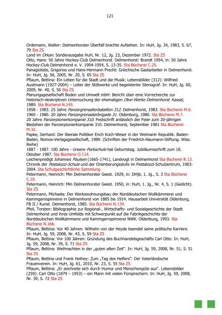 Delmenhorster Bibliographie 1741 bis 2012 - Stadt Delmenhorst