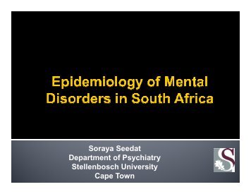 Epidemiology of mental disorders - Department of Health