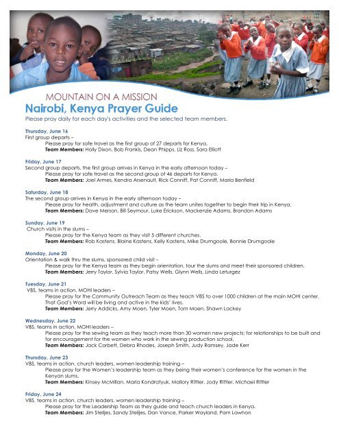 Kenya Prayer Guide - Cannonball