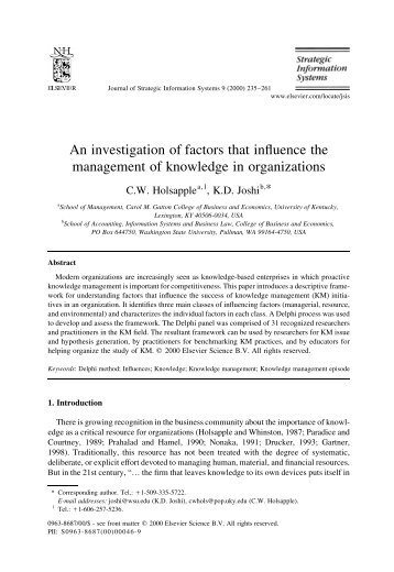 An investigation of factors that influence the management of ...