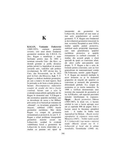 skinny Diversity Piglet KAGAN, Veniamin Fedorovici - Societatea Română de Matematică ...