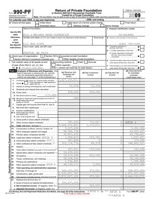 2009 Form 990-PF - Bill & Melinda Gates Foundation
