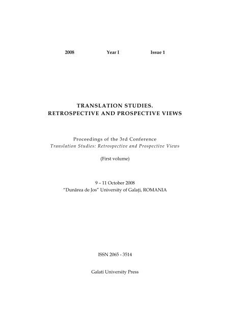 translation studies. retrospective and prospective views