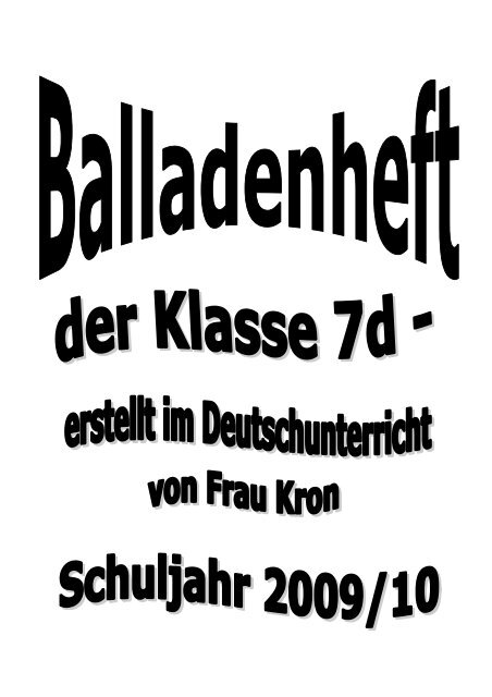 Balladenheft - Kepler-Gymnasium Tübingen
