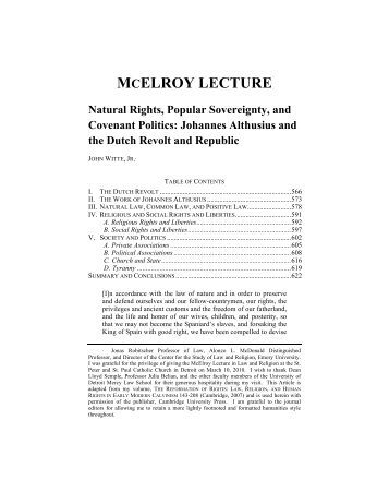MCELROY LECTURE Natural Rights, Popular Sovereignty, and ...