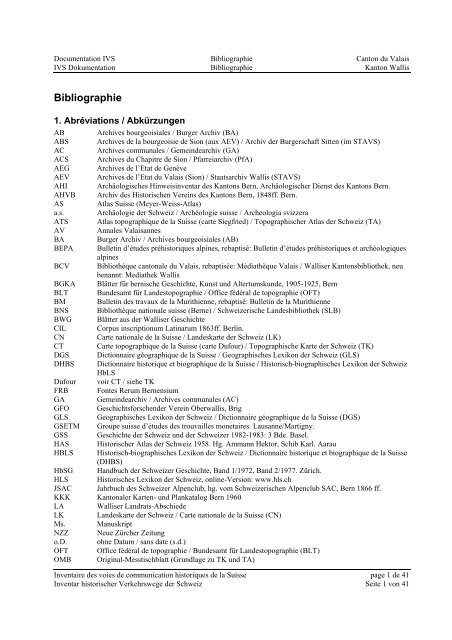 VS - IVS Inventar historischer Verkehrswege der Schweiz