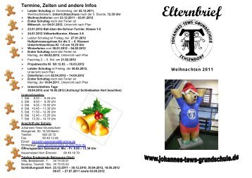 Elternbrief 19 - Weihnachten 2011 - Johannes-Tews-Grundschule