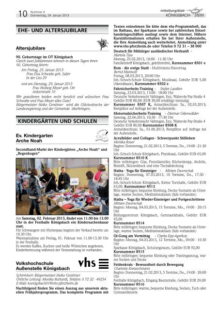 Amtsblatt Ausgabe 04/2013 - Gemeinde Königsbach-Stein