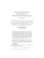 Juan Sara. Secular Institutes According to Hans Urs ... - Communio