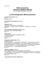 Werkverzeichnis Johannes Matthias Michel I) Chronologisches ...