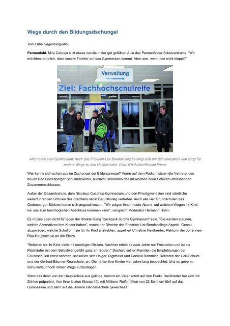 Wege Durch Den Bildungsdschungel Johannes Rau Schule Im