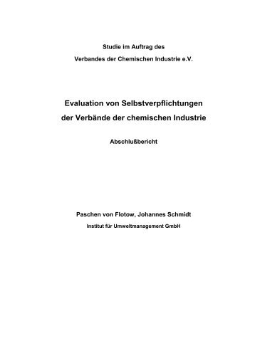 Evaluation von Selbstverpflichtungen der Verbände der chemischen ...