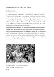 Papst Benedikt XVI. - Erbe und Auftrag - Katholische Akademie in ...