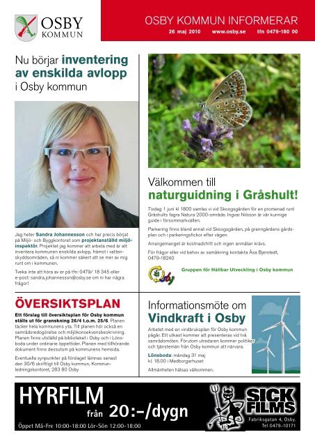 26/5 - 8/6 2010 100% Lokaltidning nr. 10 - Allt om Osby