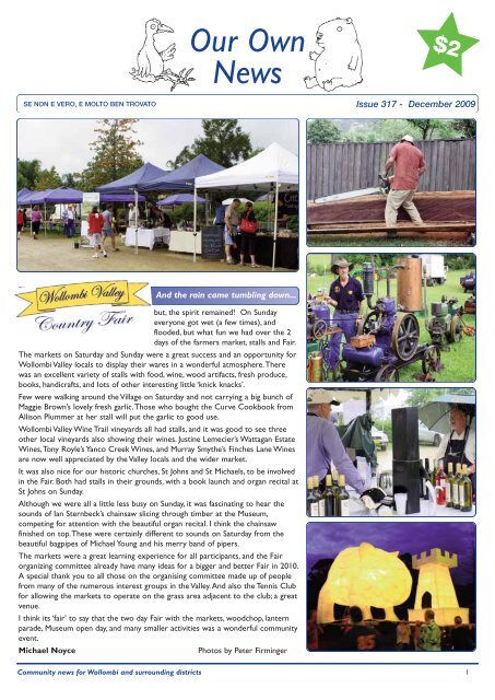 Our Own News Issue 317 - December 2009 - Wollombi Valley Online