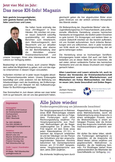 KH Zeitung - Kreishandwerkerschaft Hochsauerland