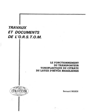 Le fonctionnement du transporteur tonoplastique du citrate du latex ...