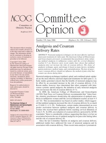 ACOG Committee Opinion, Number 339, June 2006 - American ...