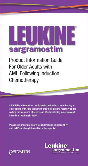 Product Information Guide For Older Adults with AML ... - Leukine.com