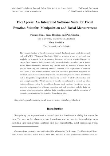 FaceXpress: An Integrated Software Suite for Facial Emotion ... - DGPs