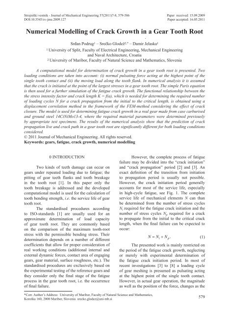 Numerical Modelling of Crack Growth in a Gear Tooth Root