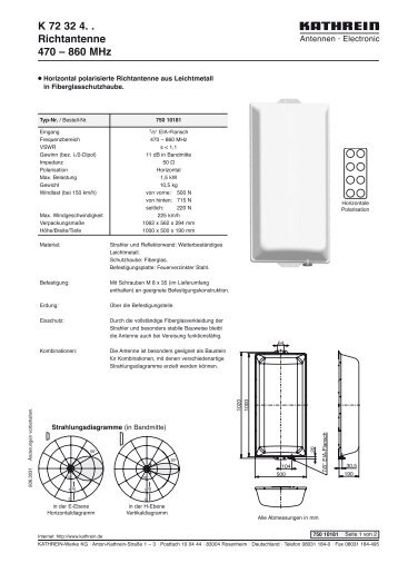 K 72 32 4. . Richtantenne 470 â 860 MHz - Kathrein