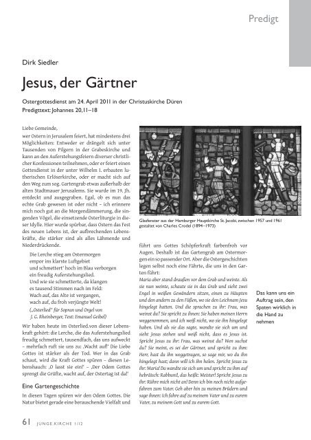 Predigt Jesus, der Gärtner [PDF] Dirk Siedler Junge Kirche