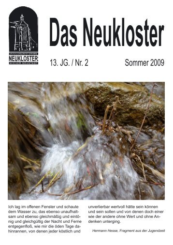 13. JG. / Nr. 2 Sommer 2009 - Stiftspfarre Neukloster