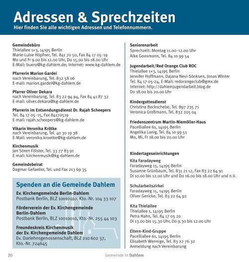 Gemeinde in Dahlem - Evangelischen Kirchengemeinde Berlin ...