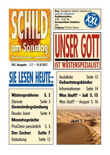 SIE LESEN HEUTE: - Evangelische Freikirche Sohland