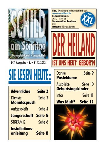 Gemeindeblatt Dezember 2012 - Evangelische Freikirche Sohland