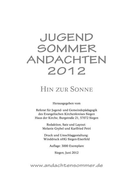 Andachten als PDF Download - Evangelischer Kirchenkreis Siegen