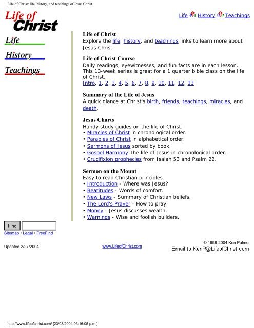 Parables Of Jesus Chart